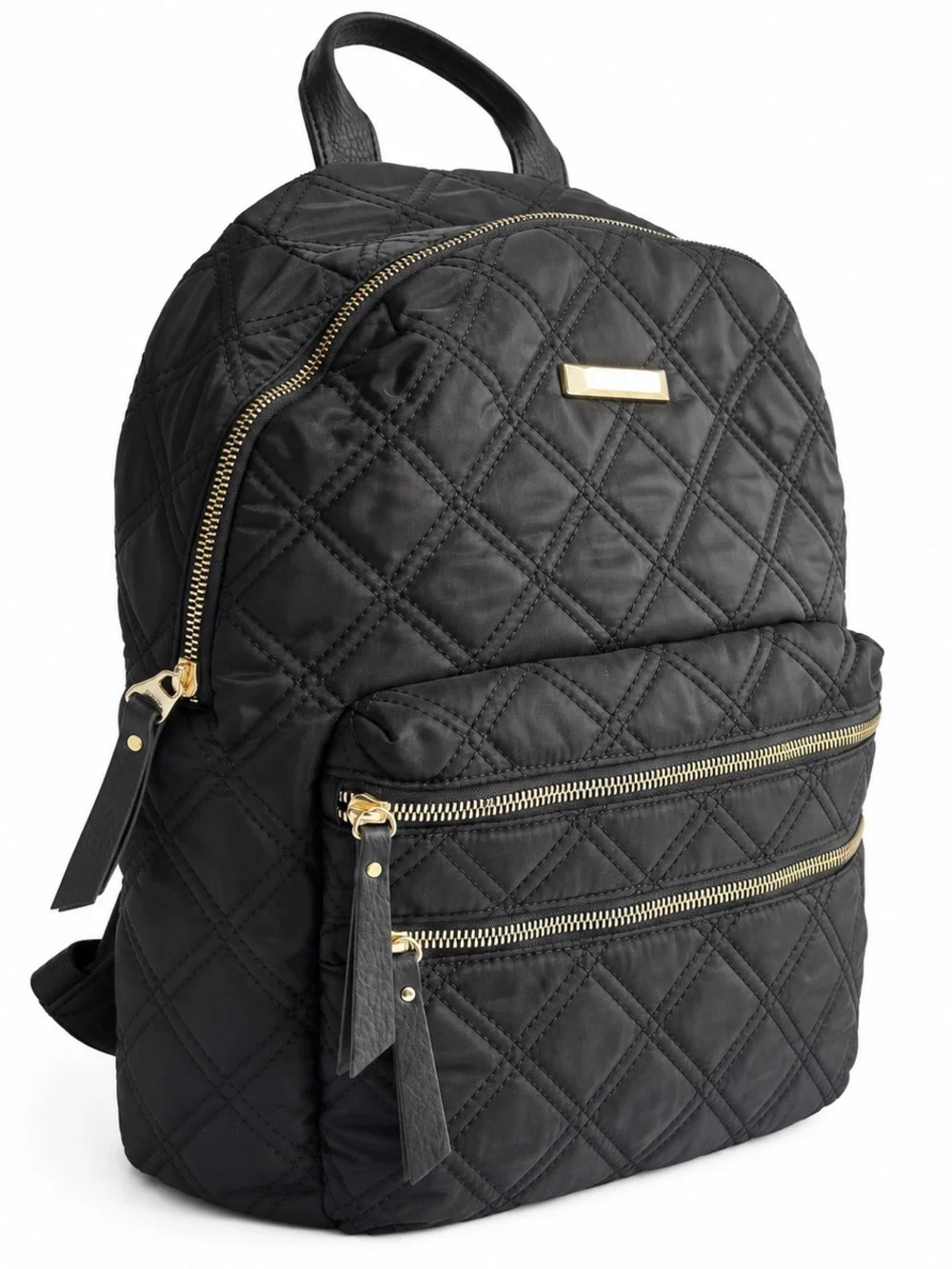 Steve Madden Quilted Black Backpack with Gold Accents